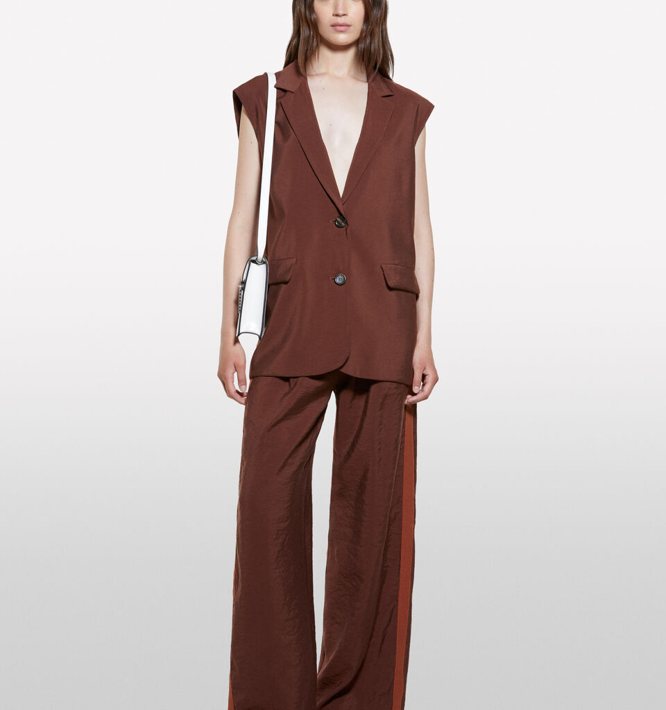 Gilet marrone scuro effetto stropicciato - gilet e smanicati da donna - Marrone Scuro | Sisley image number 1